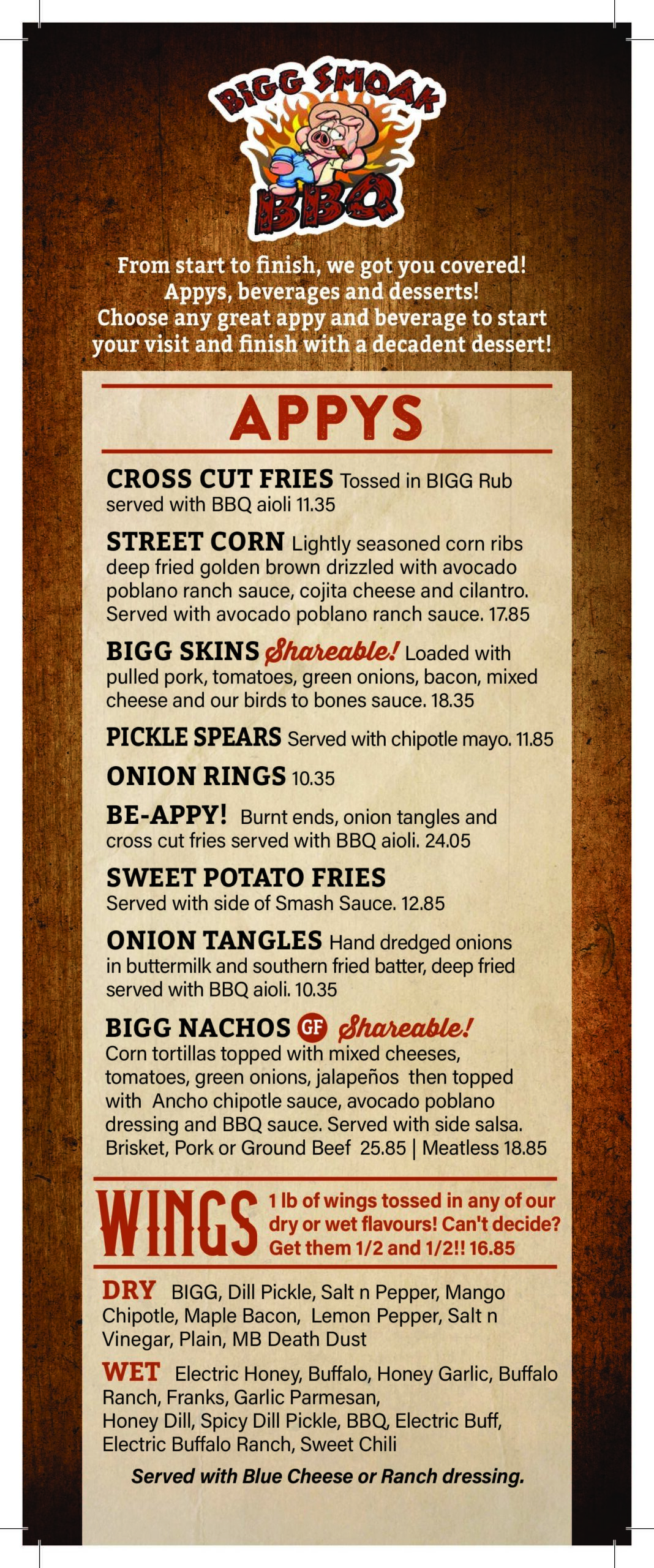 Bigg Smoak BBQ Menu